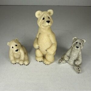 Quarry Critters Bear Figurine Set – Second Nature Design – “Boo” + Two Unmarked